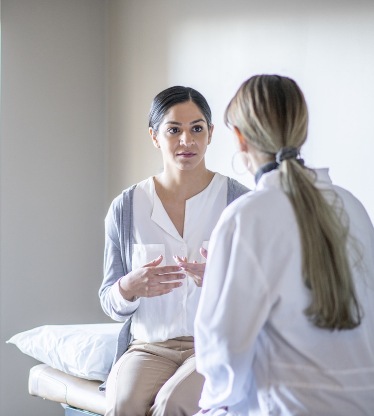 Patient discussing a clinical trial with a provider
