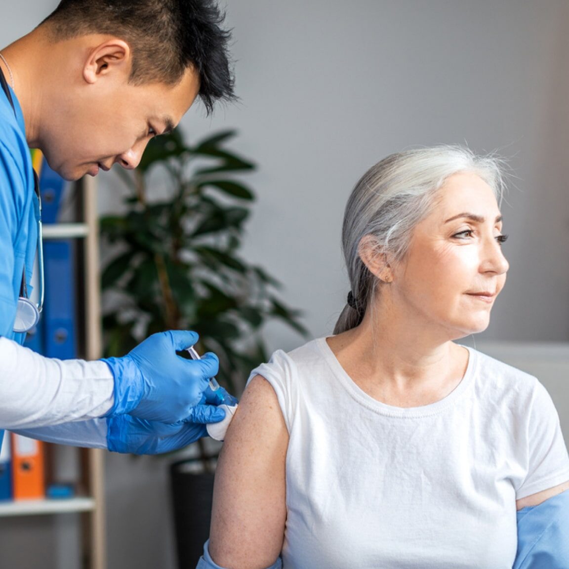 Clinical trial participant receiving a vaccine