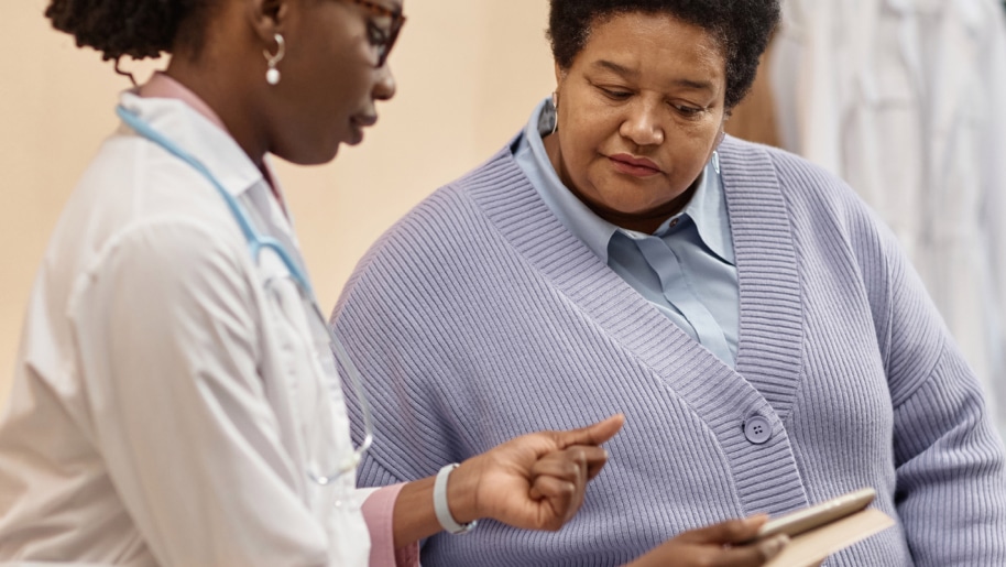 Provider discussing clinical trial with a potential diabetes participant